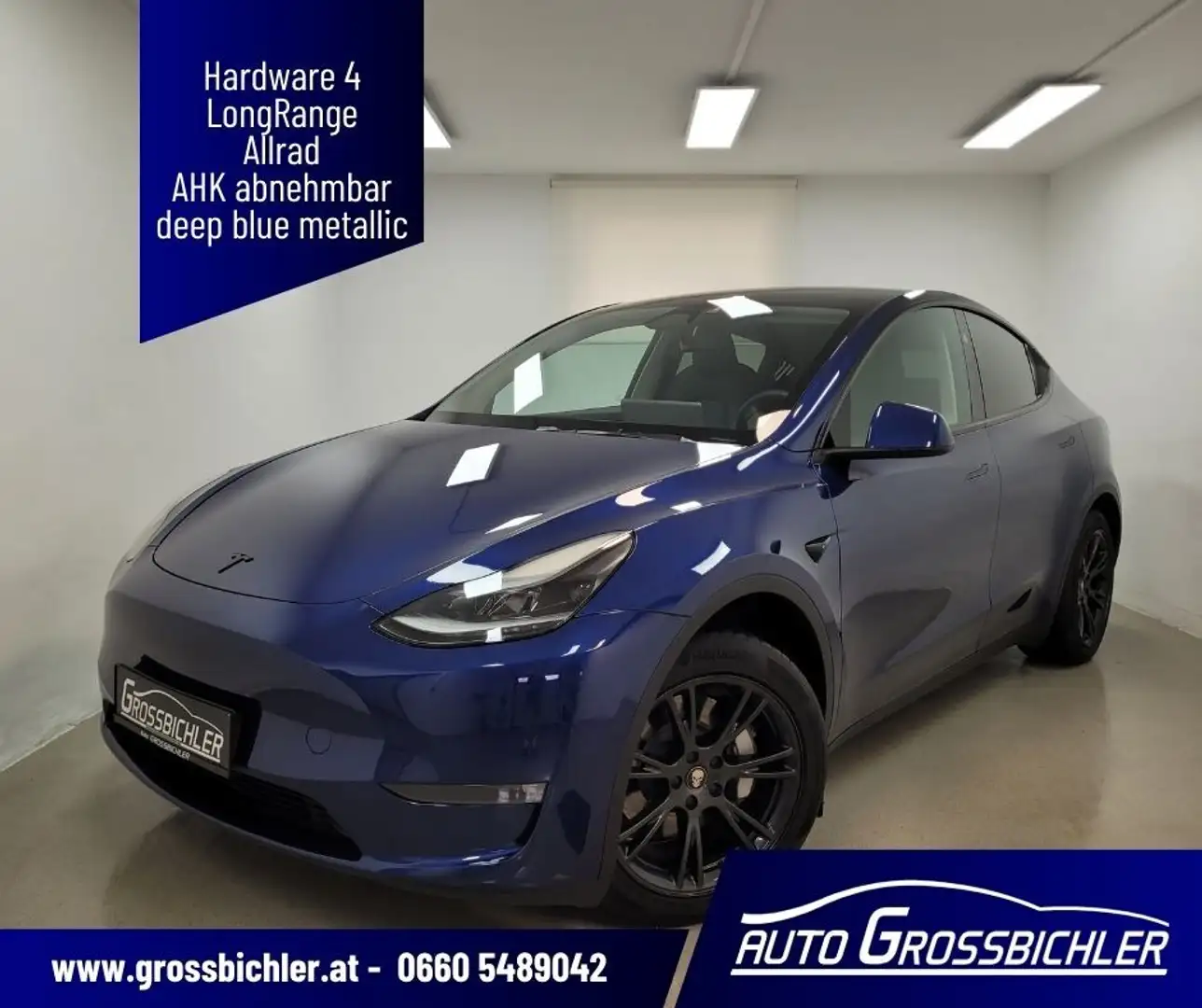 Tesla Model Y Long Range AWD 79kWh Hardware4, AHK, Erstbesitz Blau - 1
