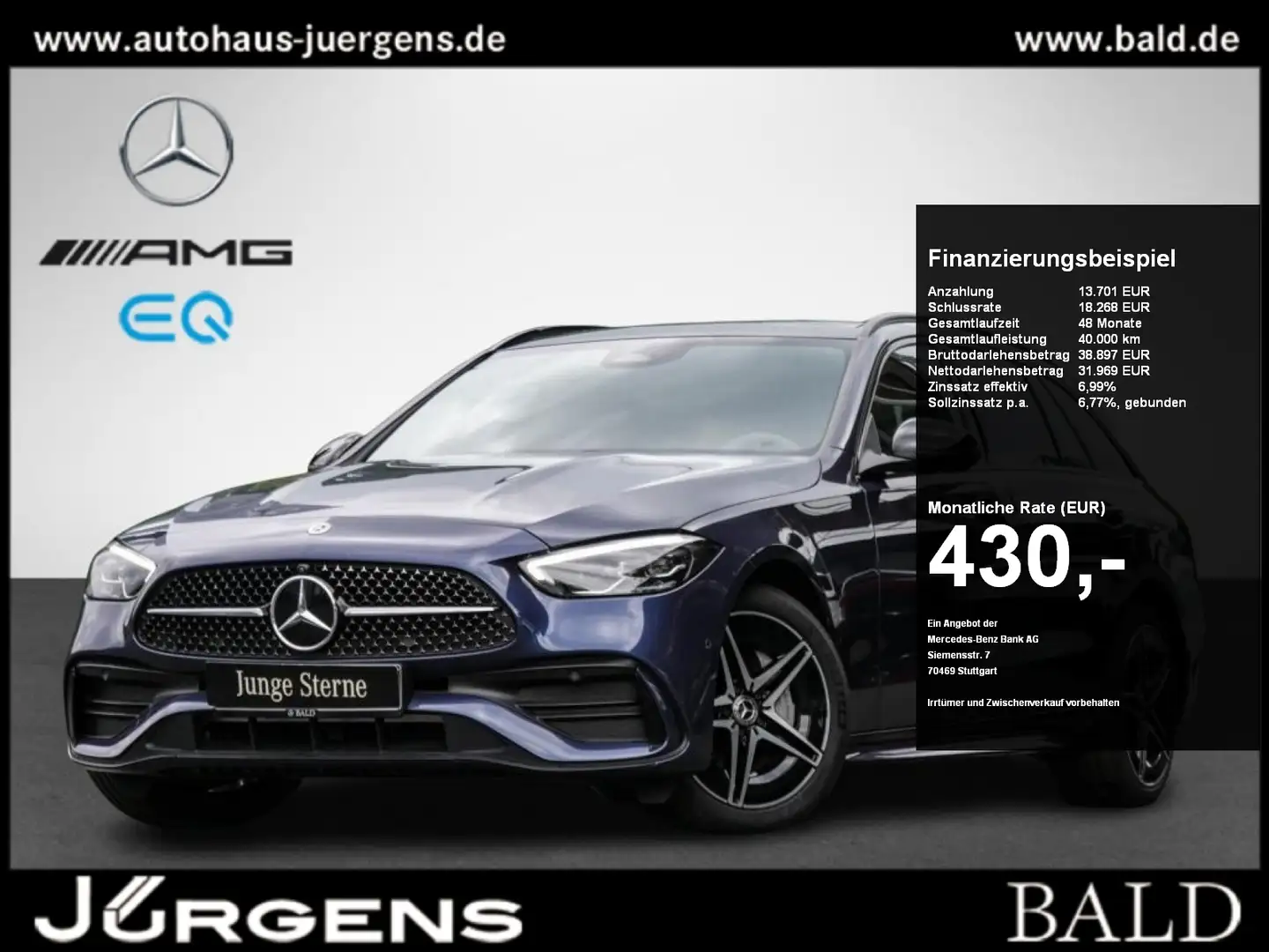Mercedes-Benz C 300 de T AMG/LED/Pano/AHK/Burm3D/360/Night/18" Blau - 1
