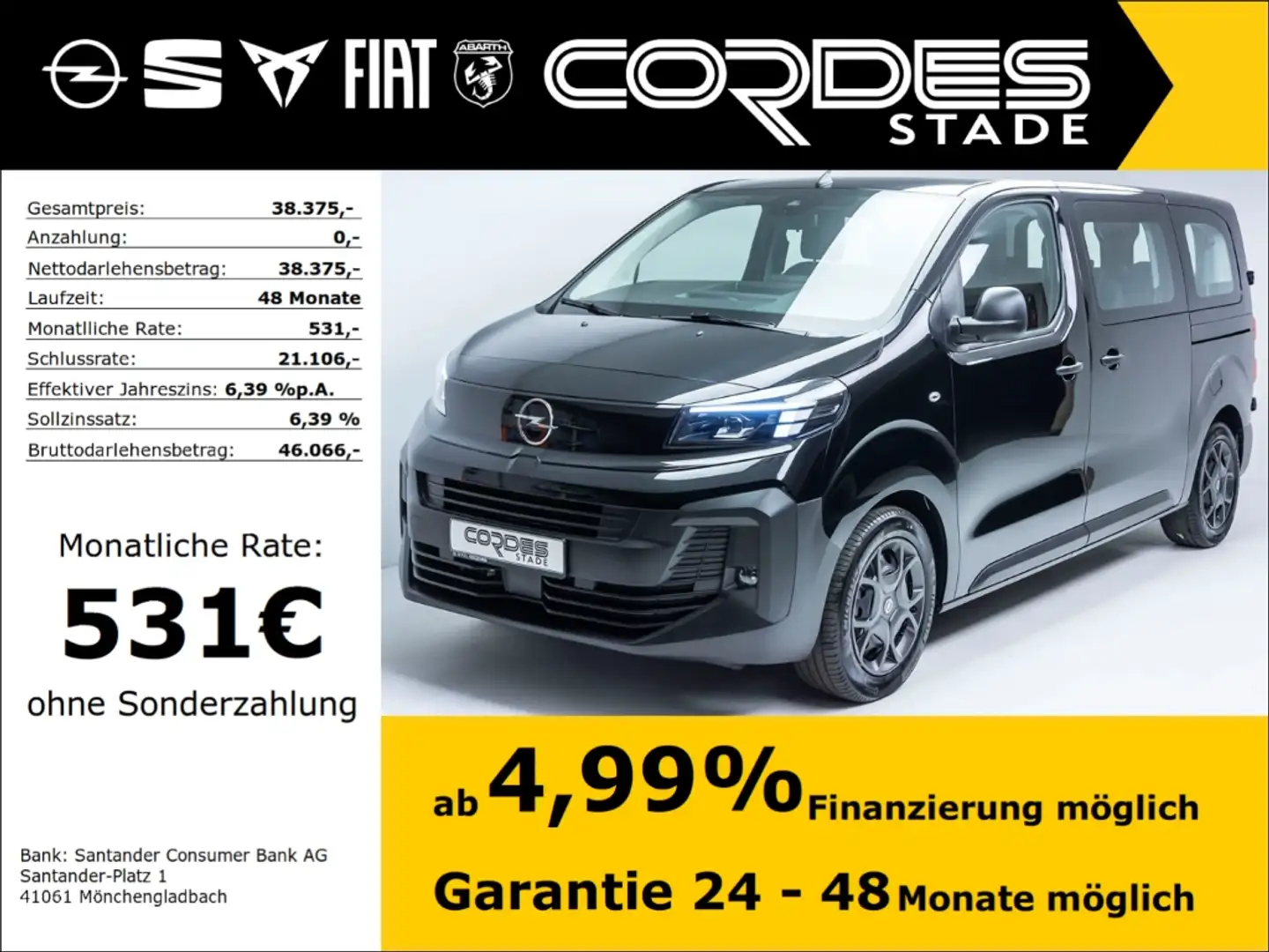 Opel Vivaro Life L 2.0 CDTI AHK Automatik Navi PDC Klima (179) Чорний - 1