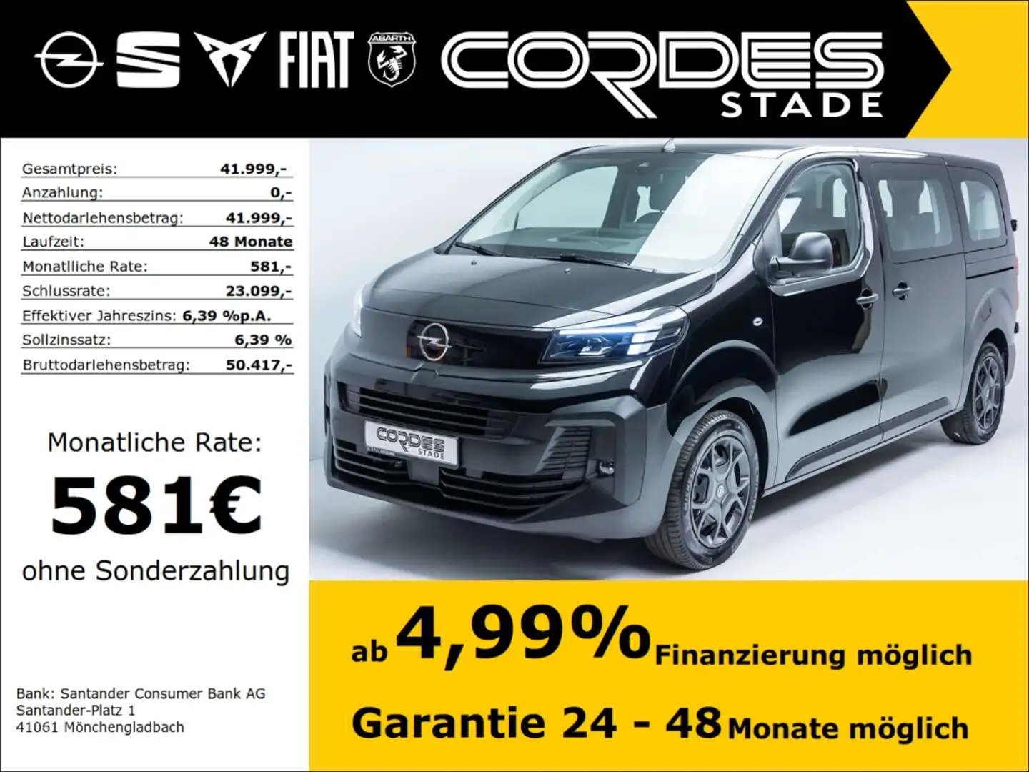 Opel Vivaro Life L 2.0 CDTI AHK Automatik Navi PDC Klima (179) Schwarz - 1