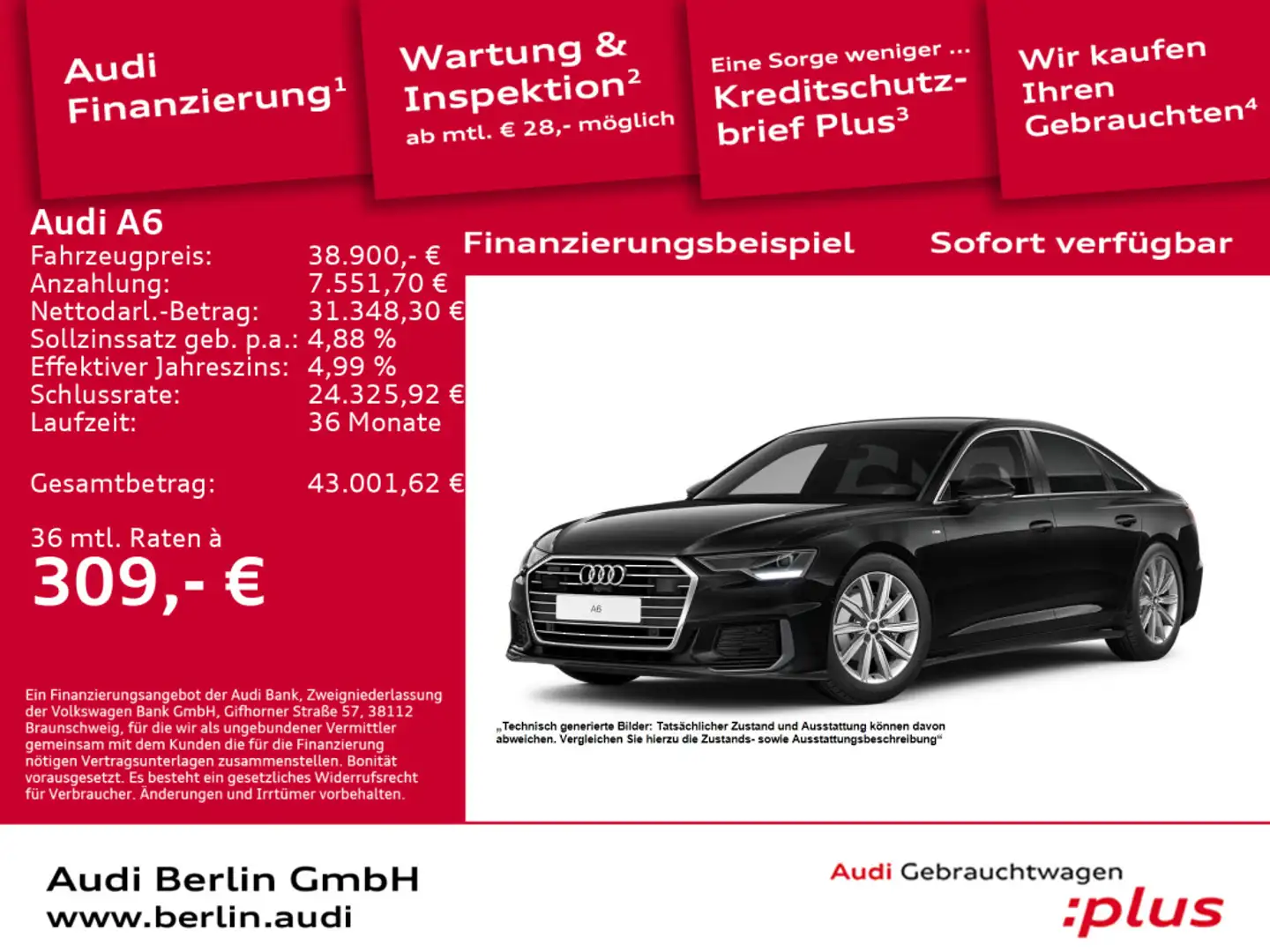 Audi A6 sport 35 TDI S tr. LEDER LED 360°K NAVI VIRTC Schwarz - 1
