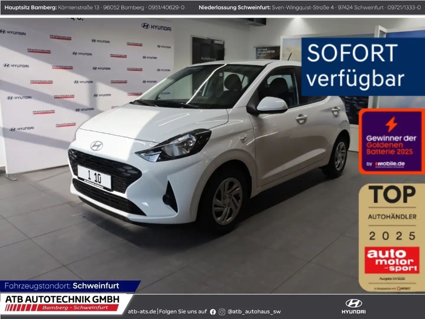 Hyundai i10 Select MY25 1.0 Benzin 63 PS 5-MT 2WD Navi Apple C Weiß - 1