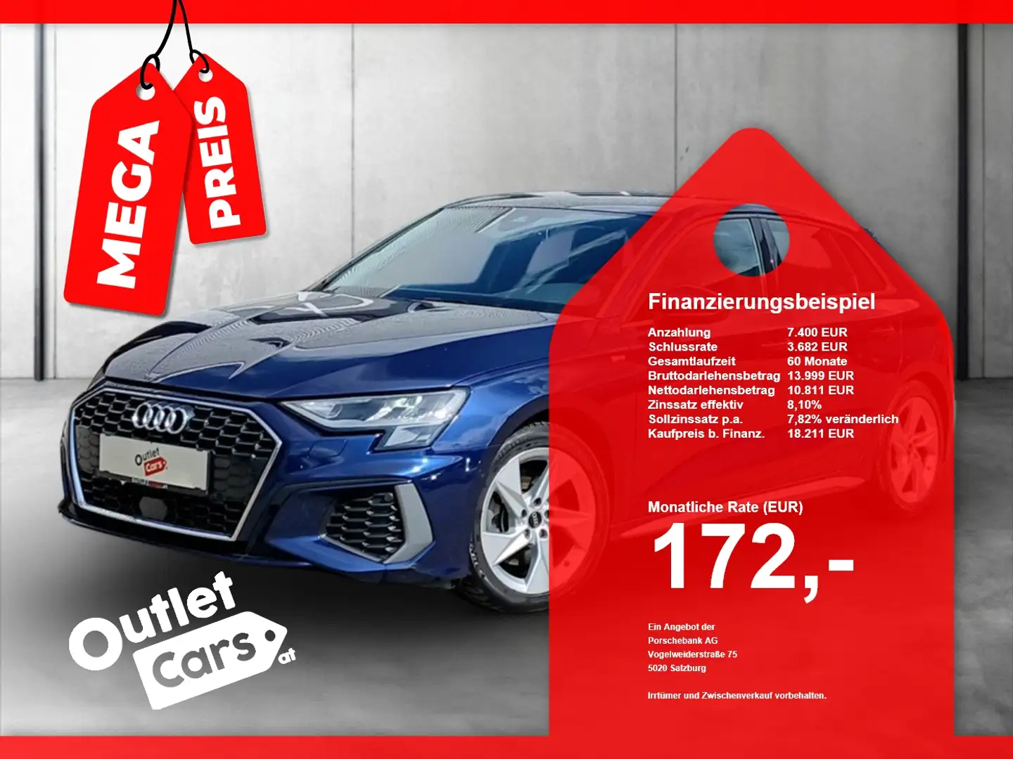 Audi A3 SB 35 TDI S-Line ASSIST+LED+NAVI+RFK+MEGAPREIS Blau - 1