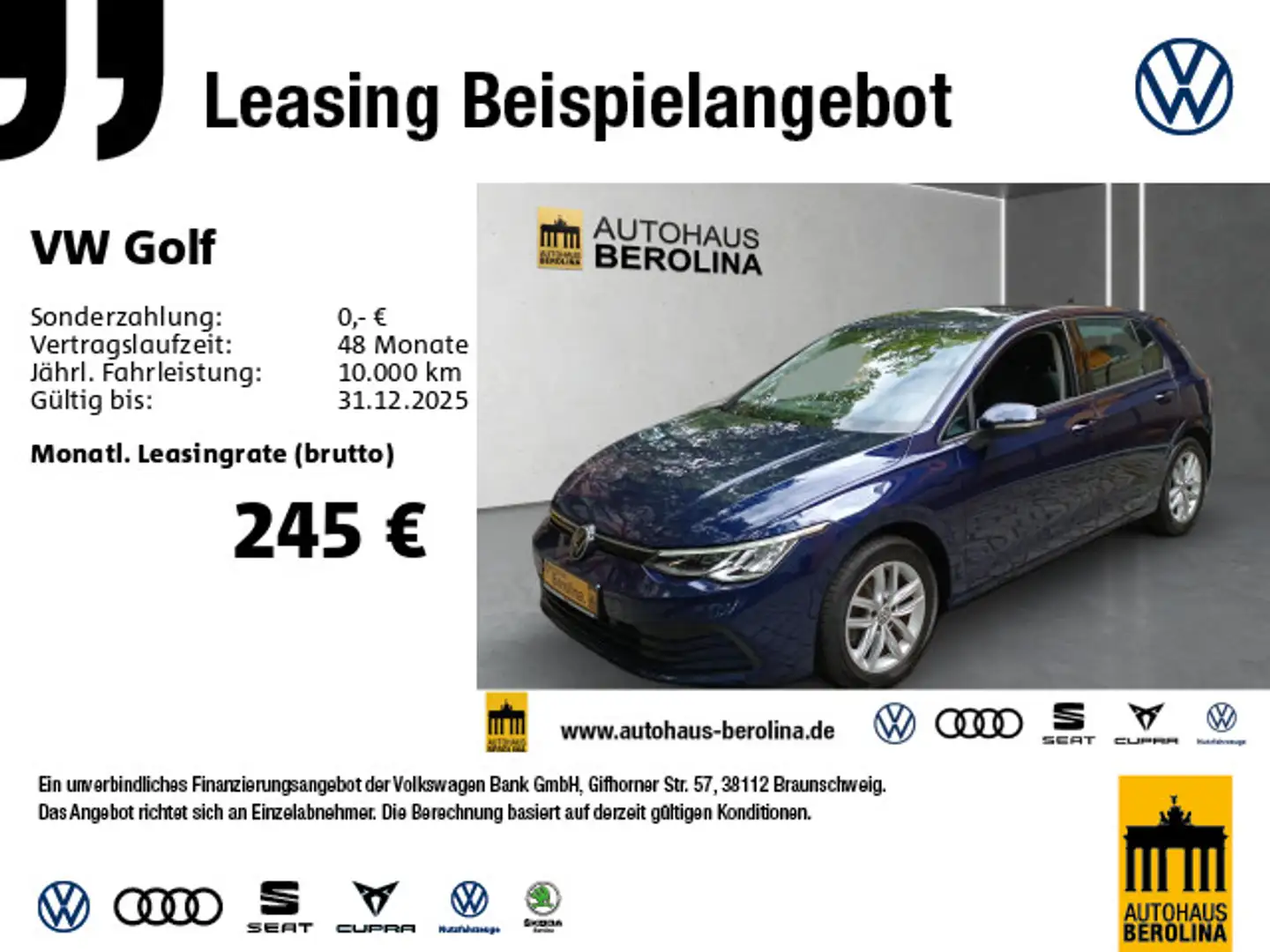 Volkswagen Golf VIII 1.0 eTSI Life DSG *StdHz*ACC*NAV*SHZ* Blau - 1