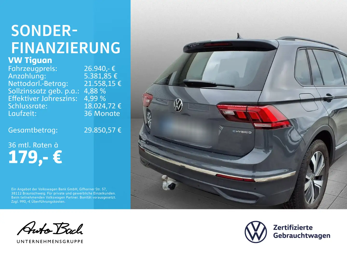 Volkswagen Tiguan 1.4 TSI DSG eHybrid Life, AHK, Navi, Rück Grau - 2