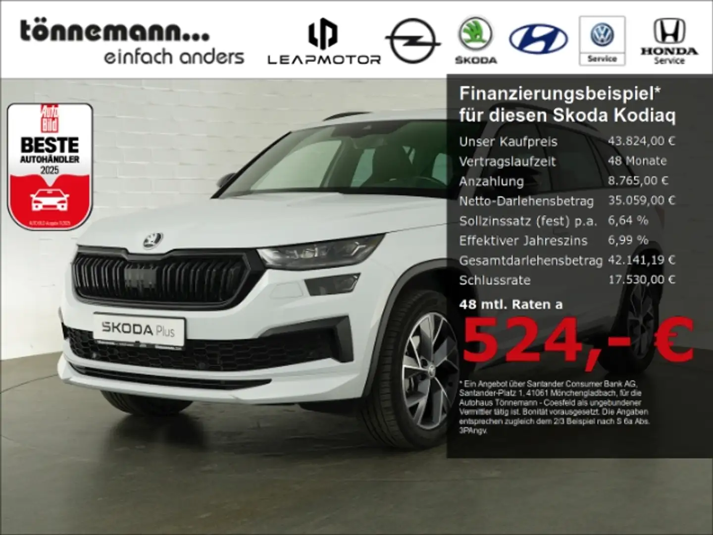 Skoda Kodiaq SPORTLINE TDI DSG+AHK+LED MATRIX+NAVI+RÜCKFAHRKAME Blanc - 1