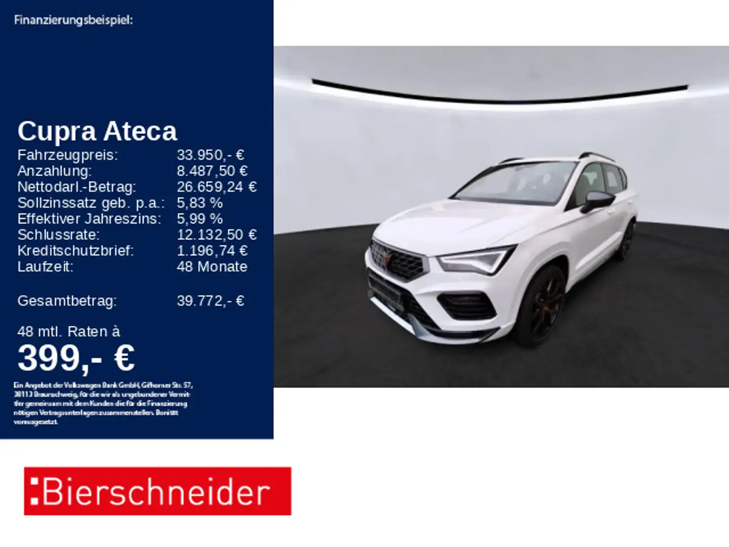 CUPRA Ateca 2.0 TSI DSG 4Drive AHK PANO LEDER BEATS 36 Blanc - 1