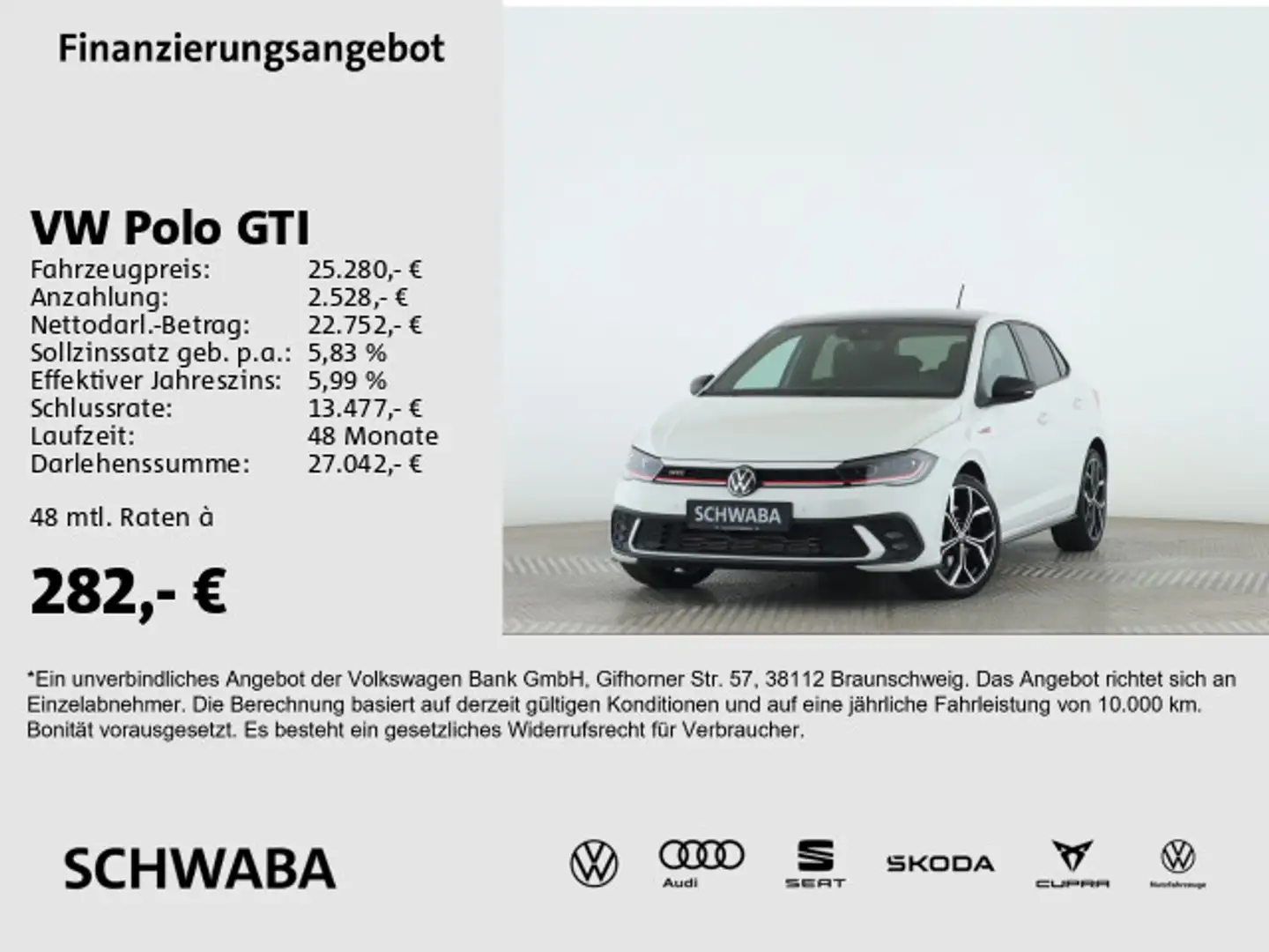 Volkswagen Polo GTI 2.0 TSI DSG *ACC*MATRIX*VIRTUAL*18''* Weiß - 1