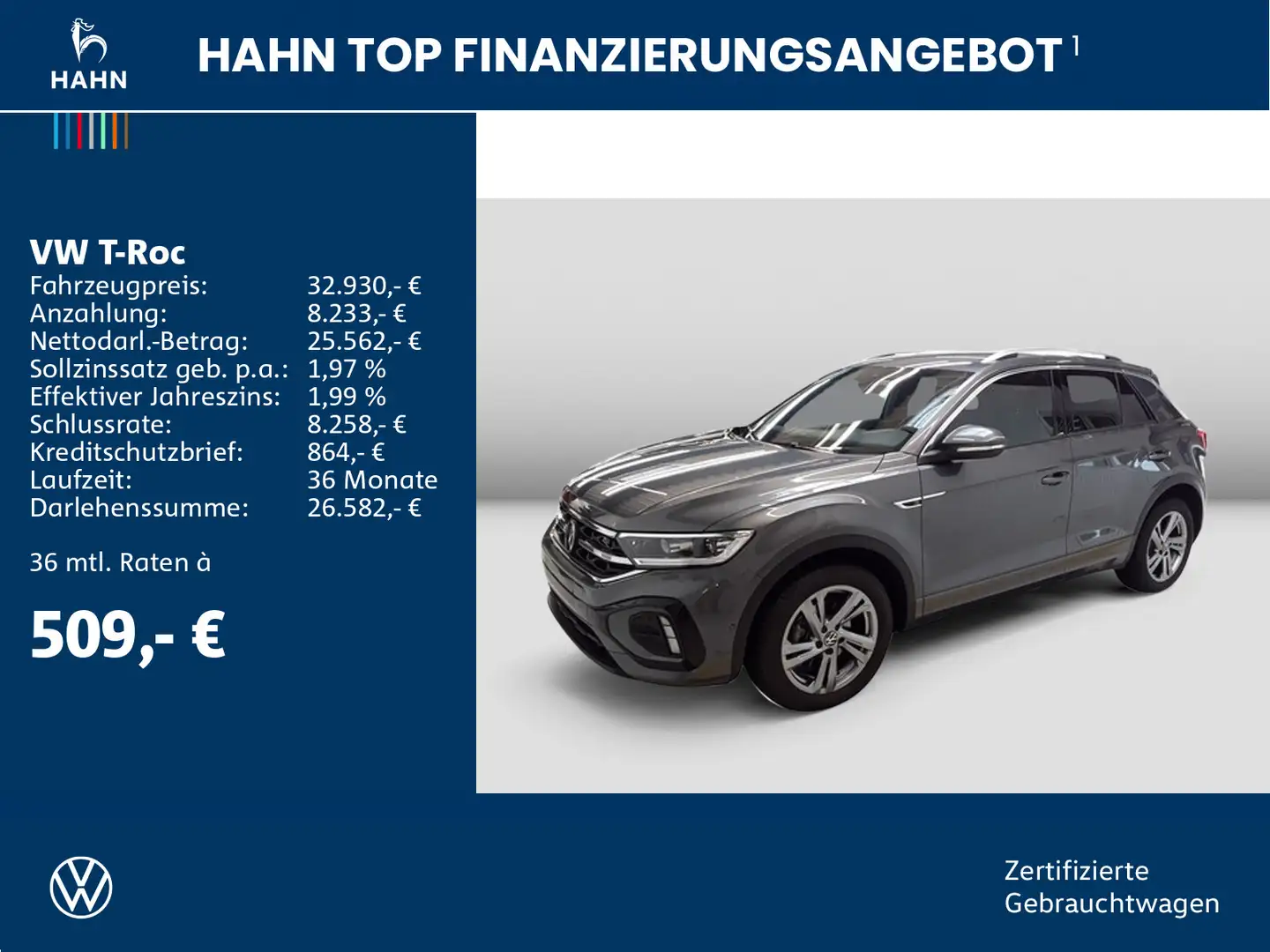 Volkswagen T-Roc 1.5TSI DSG R-Line LED Navi Standh ACC CAM Grau - 2