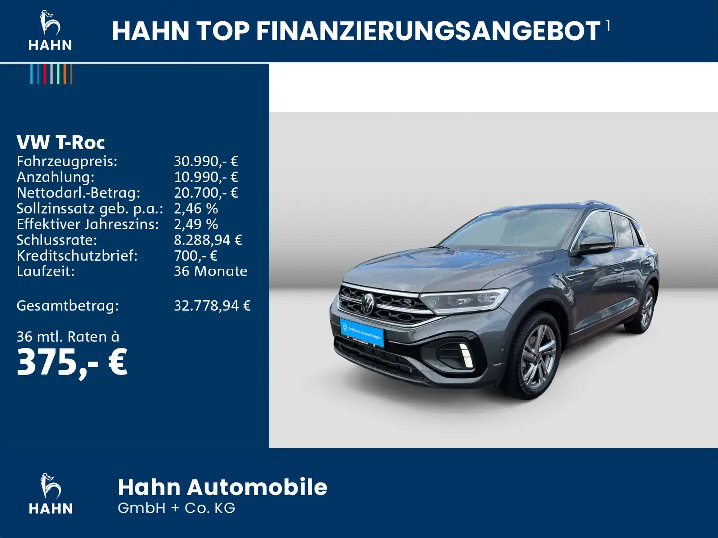 Volkswagen T-Roc 1.5TSI DSG R-Line LED Navi Standh ACC CAM Grau - 2