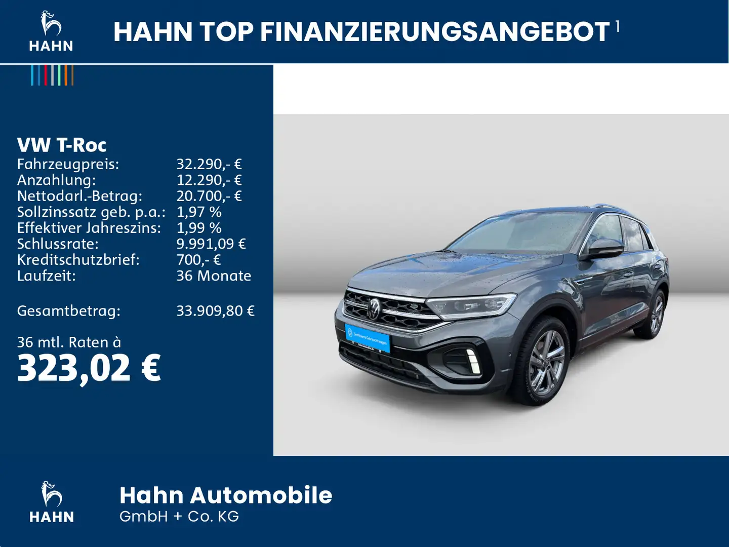 Volkswagen T-Roc 1.5TSI DSG R-Line LED Navi Standh ACC CAM Grau - 2