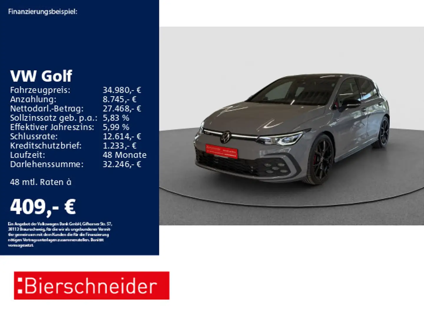 Volkswagen Golf 8 2.0 TDI DSG GTD Black 19 AHK MATRIX PANO Grau - 1
