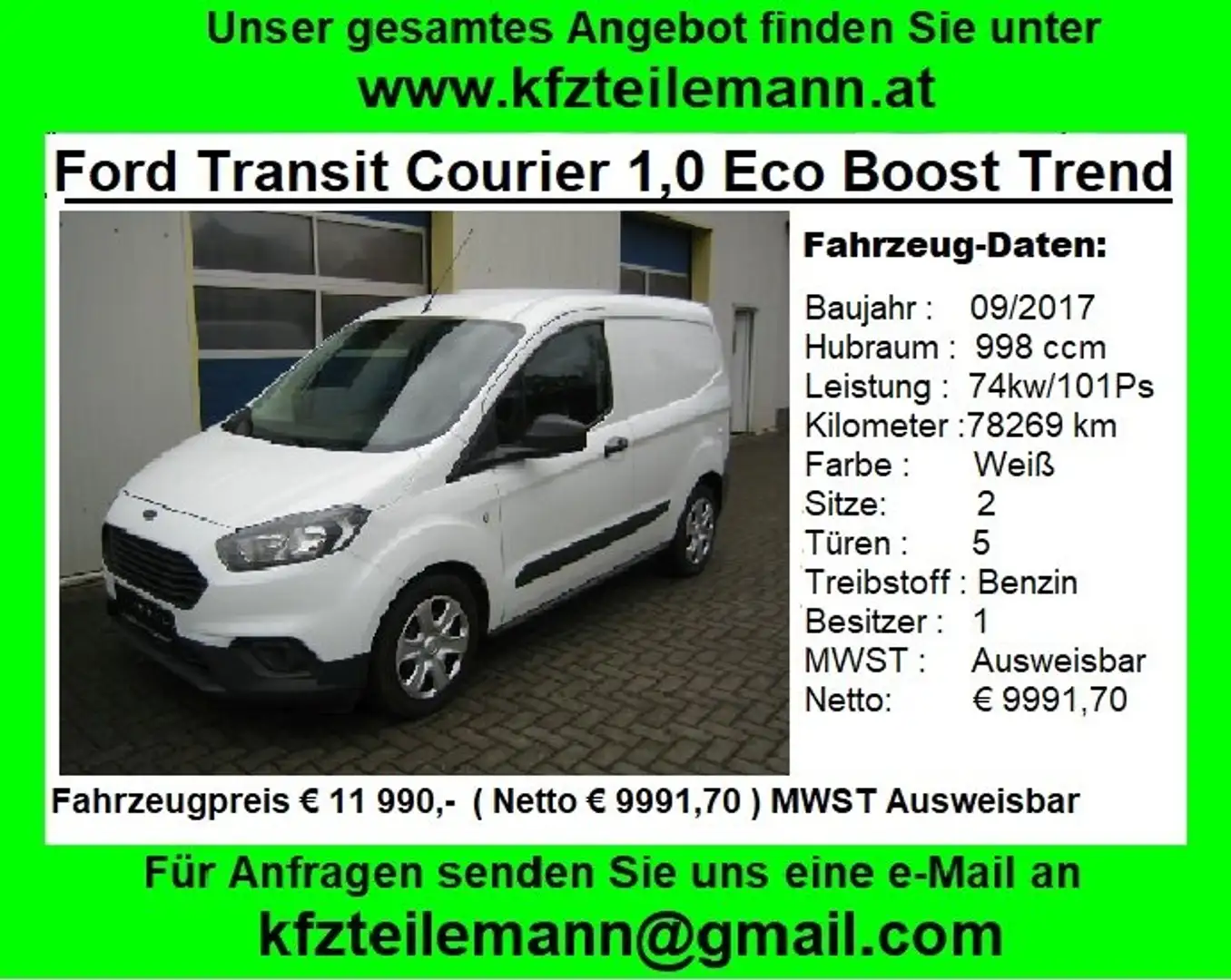 Ford Transit Courier Transit Courier 1,0 EcoBoost Trend Weiß - 1