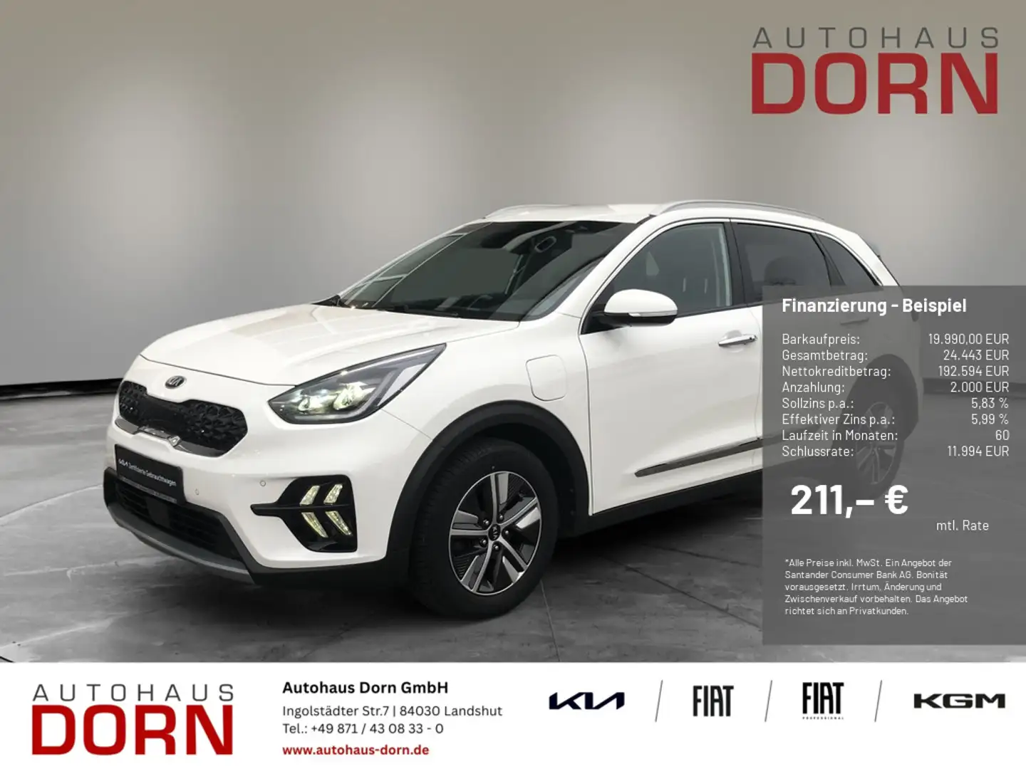 Kia Niro PHEV Spirit 1.6 GDI DCT Leder-Paket AHK Weiß - 1
