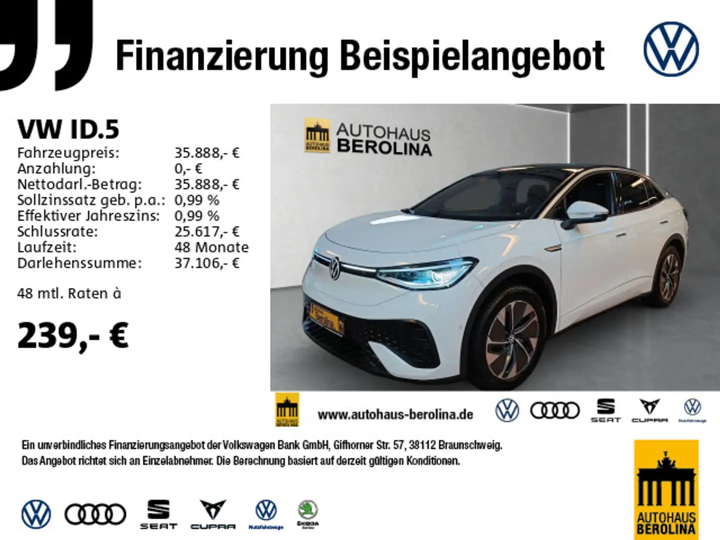 Volkswagen ID.5 Pro Performance *IQ-MATRIX*NAV*ACC*R-CAM* Alb - 1
