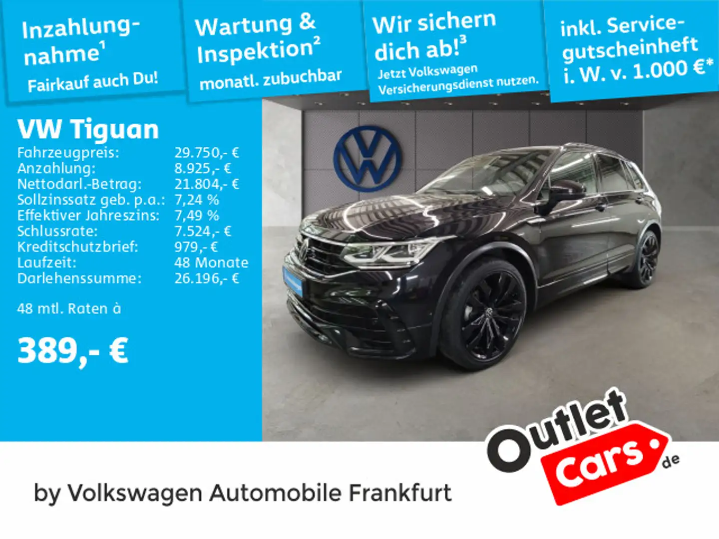 Volkswagen Tiguan 1.5 TSI DSG R-Line Navi IQ.Light DAB+ Fro Schwarz - 1