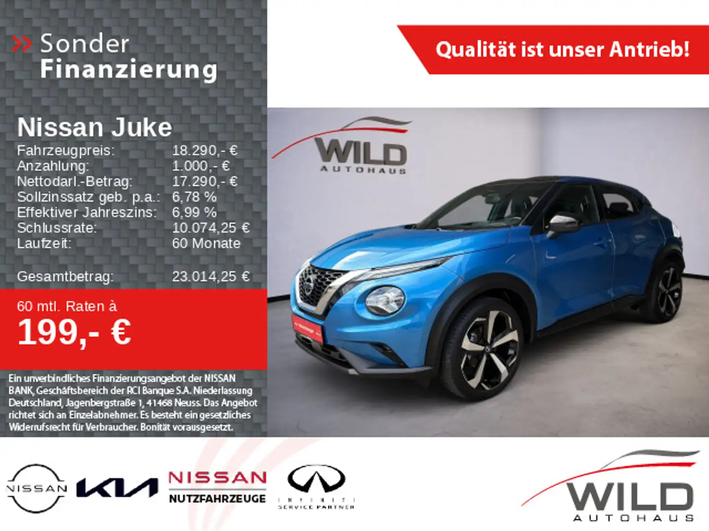 Nissan Juke 1.0 DIG-T Tekna 360°CAM SHZ BOSE Leder WKR Blau - 1