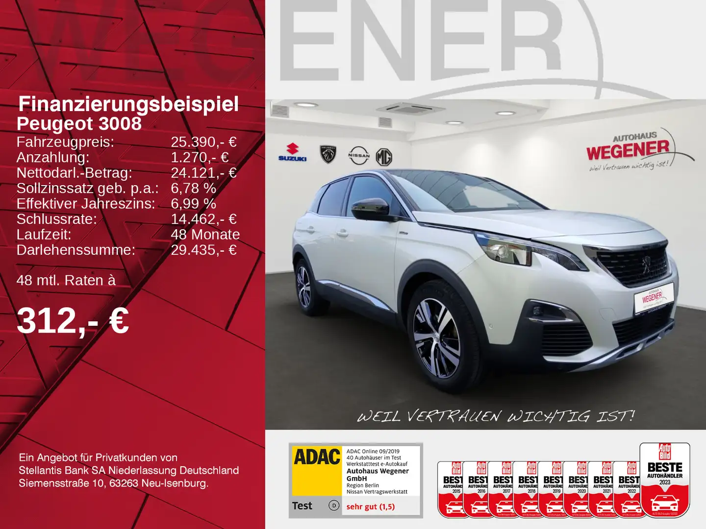 Peugeot 3008 GT-Line 180 EAT8 LED Navi Kamera Focal AHK Weiß - 2