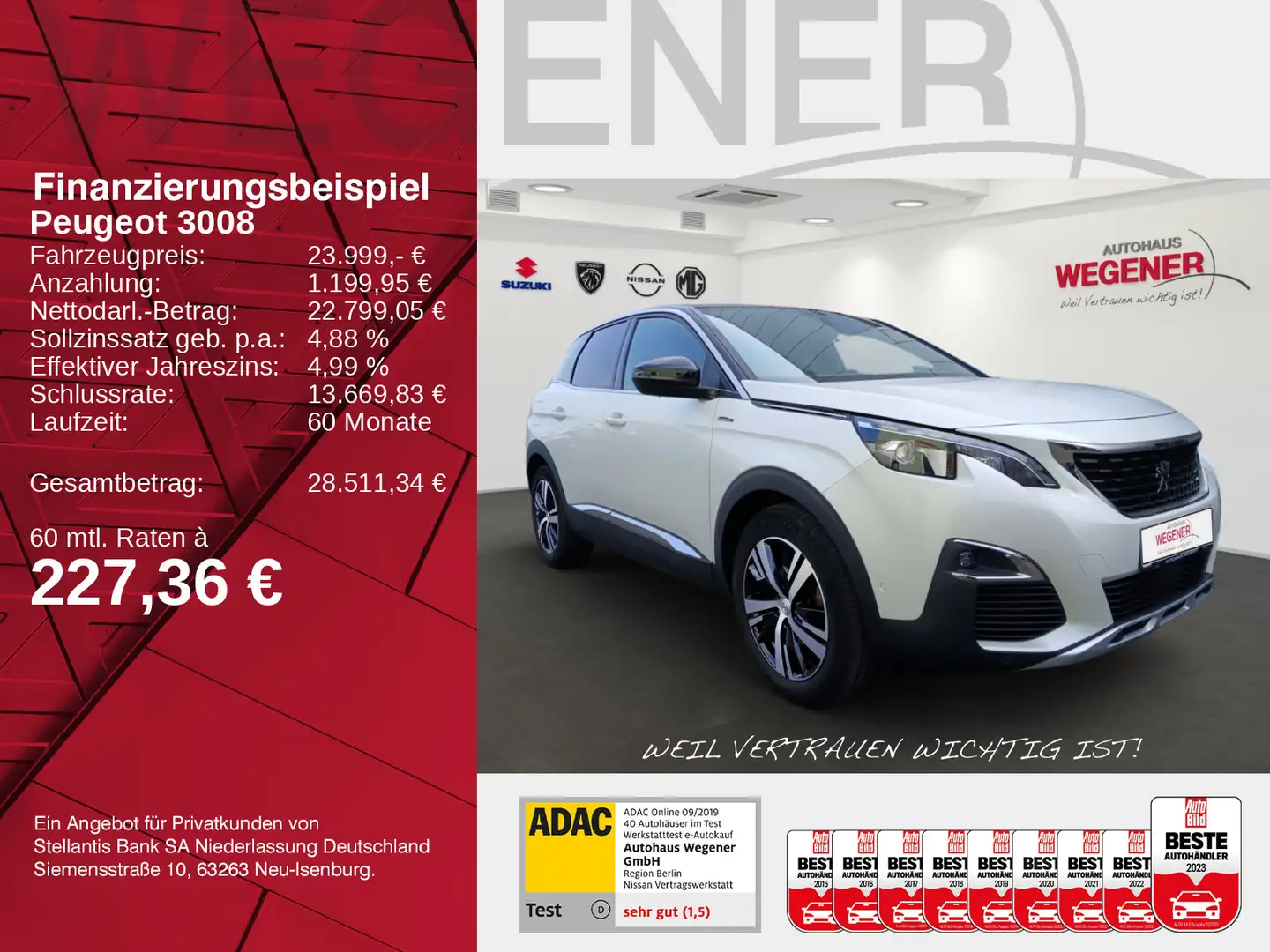 Peugeot 3008 GT-Line 180 EAT8 LED Navi Kamera Focal AHK Weiß - 2