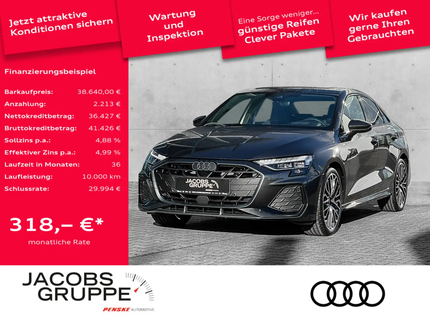 Audi A3 Lim. 35 TDI S line Blackp./Matrix/Kamera/ACC Grau - 1