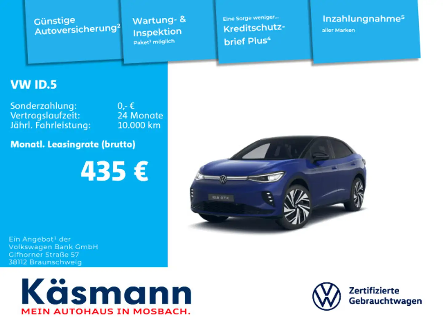 Volkswagen ID.5 GTX 340PS VOLLAUSSTATTUNG Blau - 1