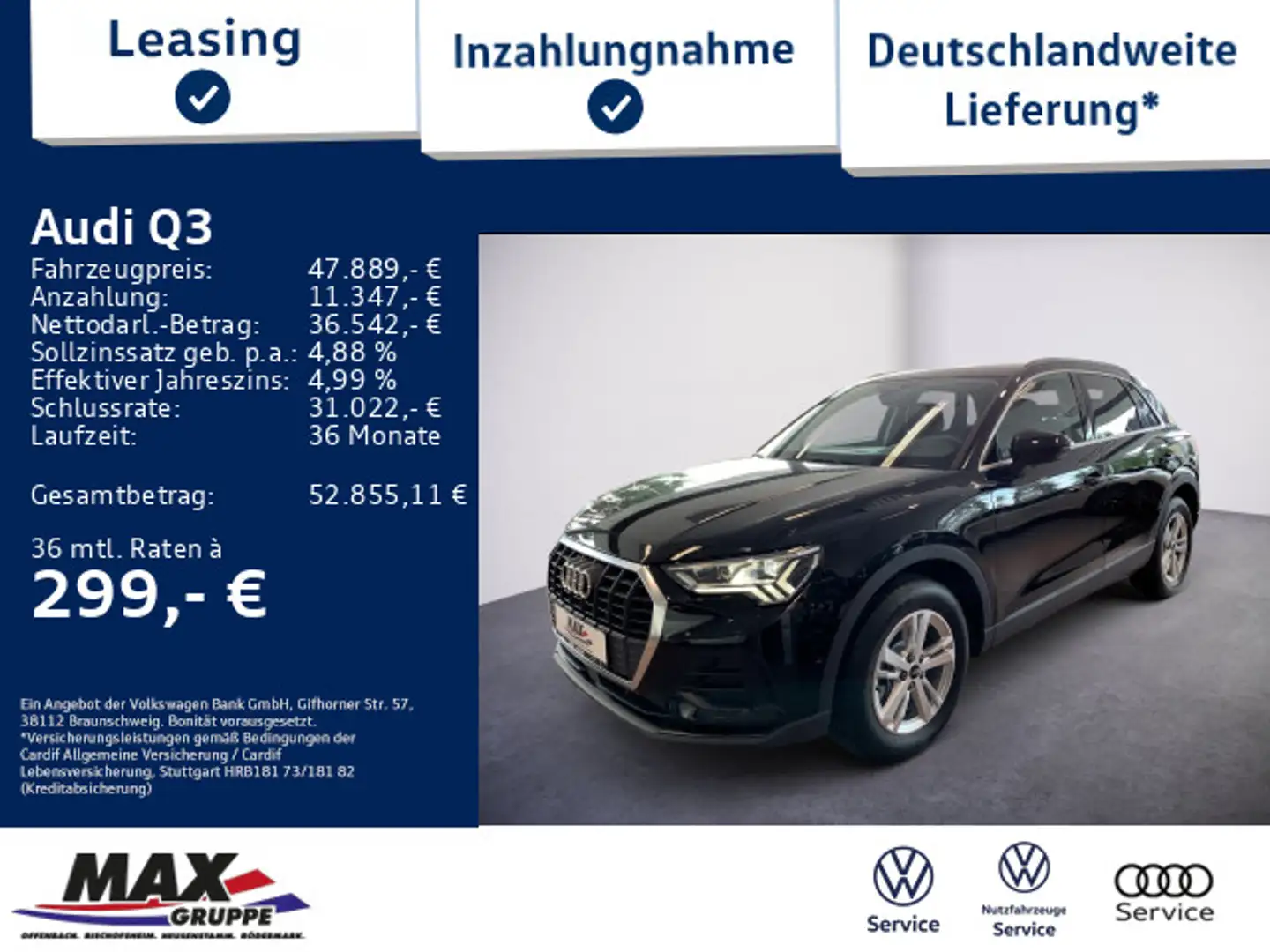 Audi Q3 40 TFSI quattro MATRIX LED+PANO+KAMERA+VCP+AC Negro - 1