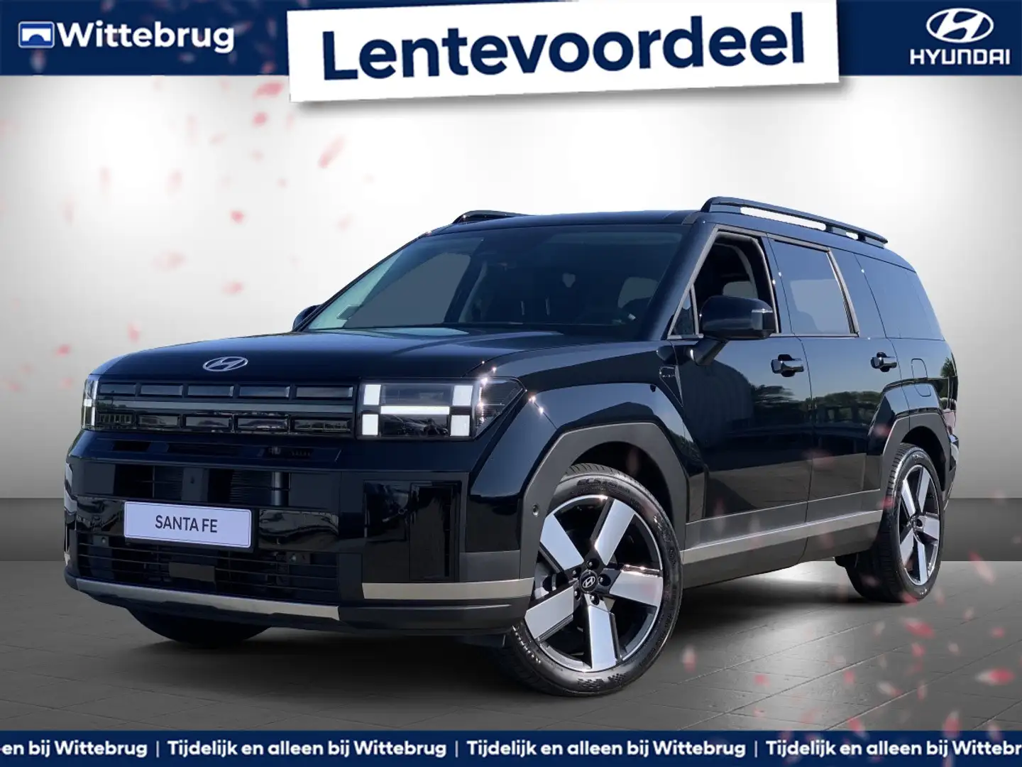 Hyundai SANTA FE 1.6 T-GDI HEV Premium Sky 7p. Nieuw model! Full Hy Zwart - 1
