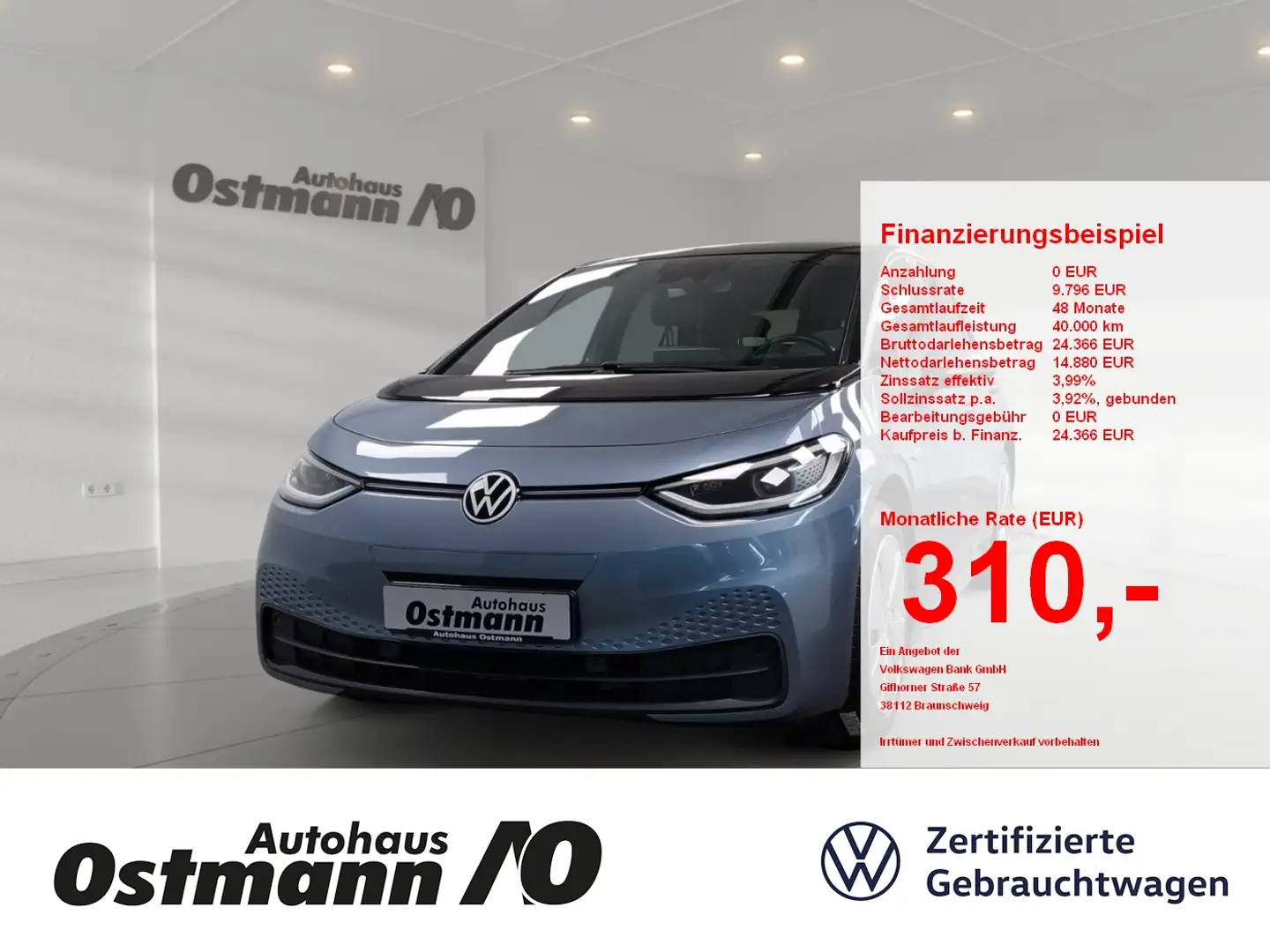 Volkswagen ID.3 Pro Performance W Style Pano Climatr. Navi Blau - 1