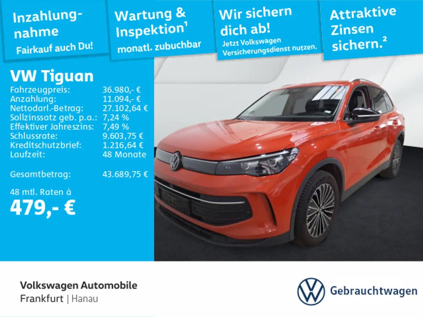 Volkswagen Tiguan 2.0 TDI DSG Goal DAB+ Navi LEDPlus FrontA Rot - 1