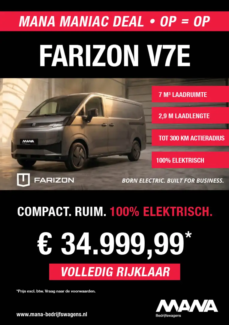 Farizon Sonstige V7E 67 kWh MANA MANIAC DEAL 34999,99 RIJKLAAR! - 2