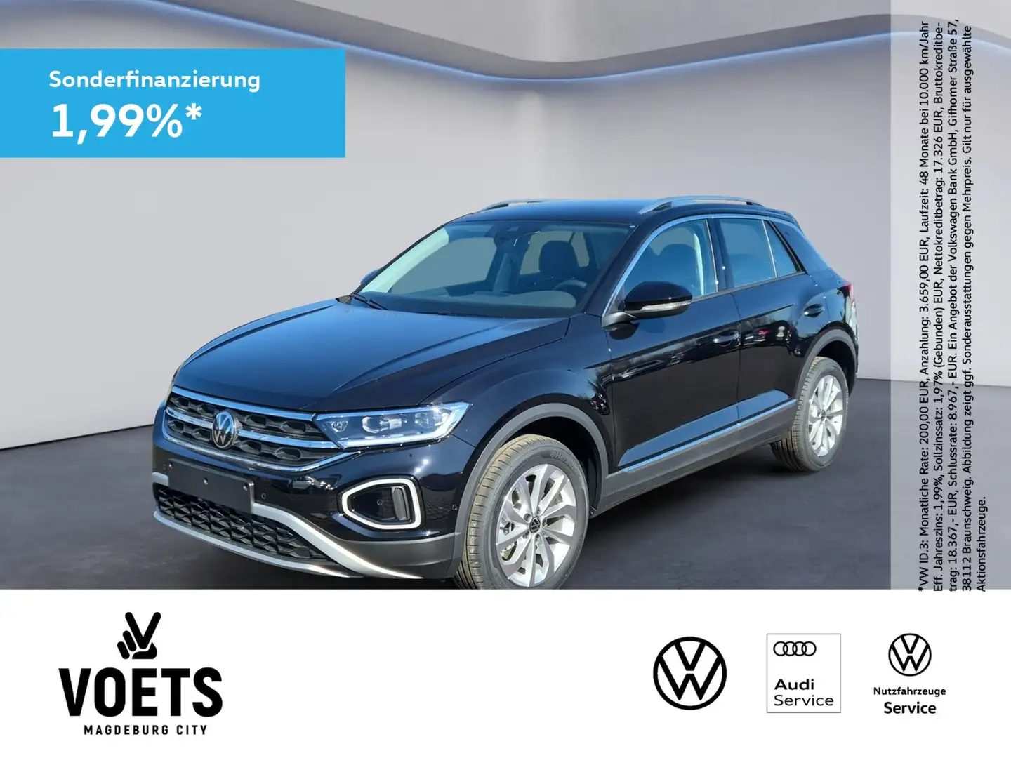 Volkswagen T-Roc 2,0 TDI Style DSG+KAM+AHK+NAVI+UPE:48.480,- Zwart - 1