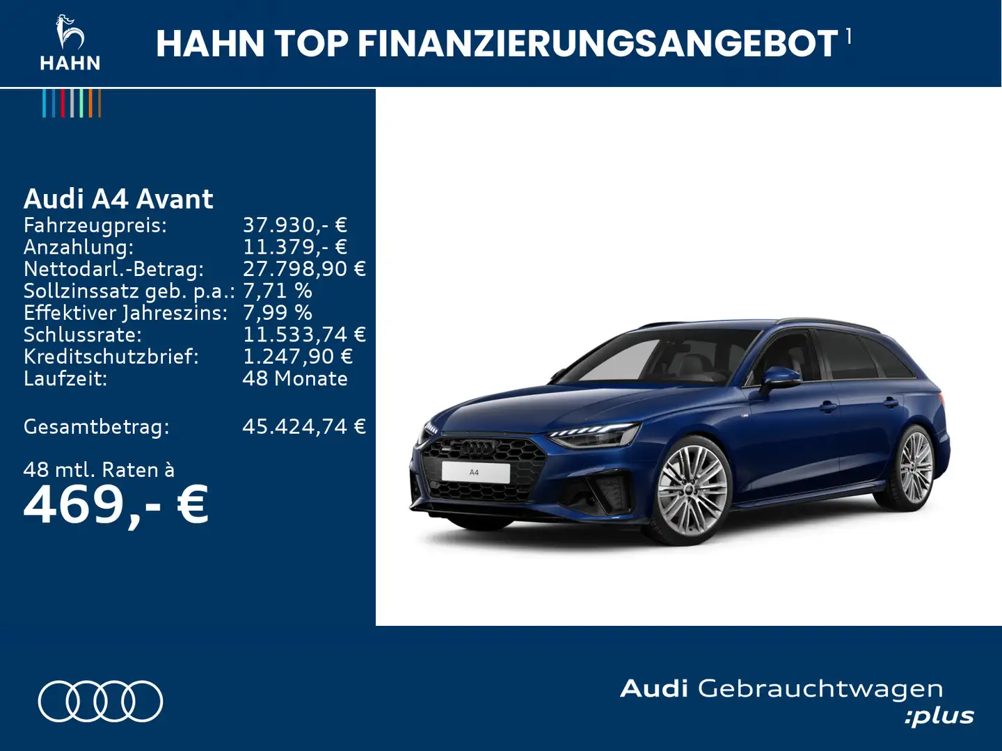 Audi A4 40 TFSI quattro S line AHK Matrix Navi Blau - 2
