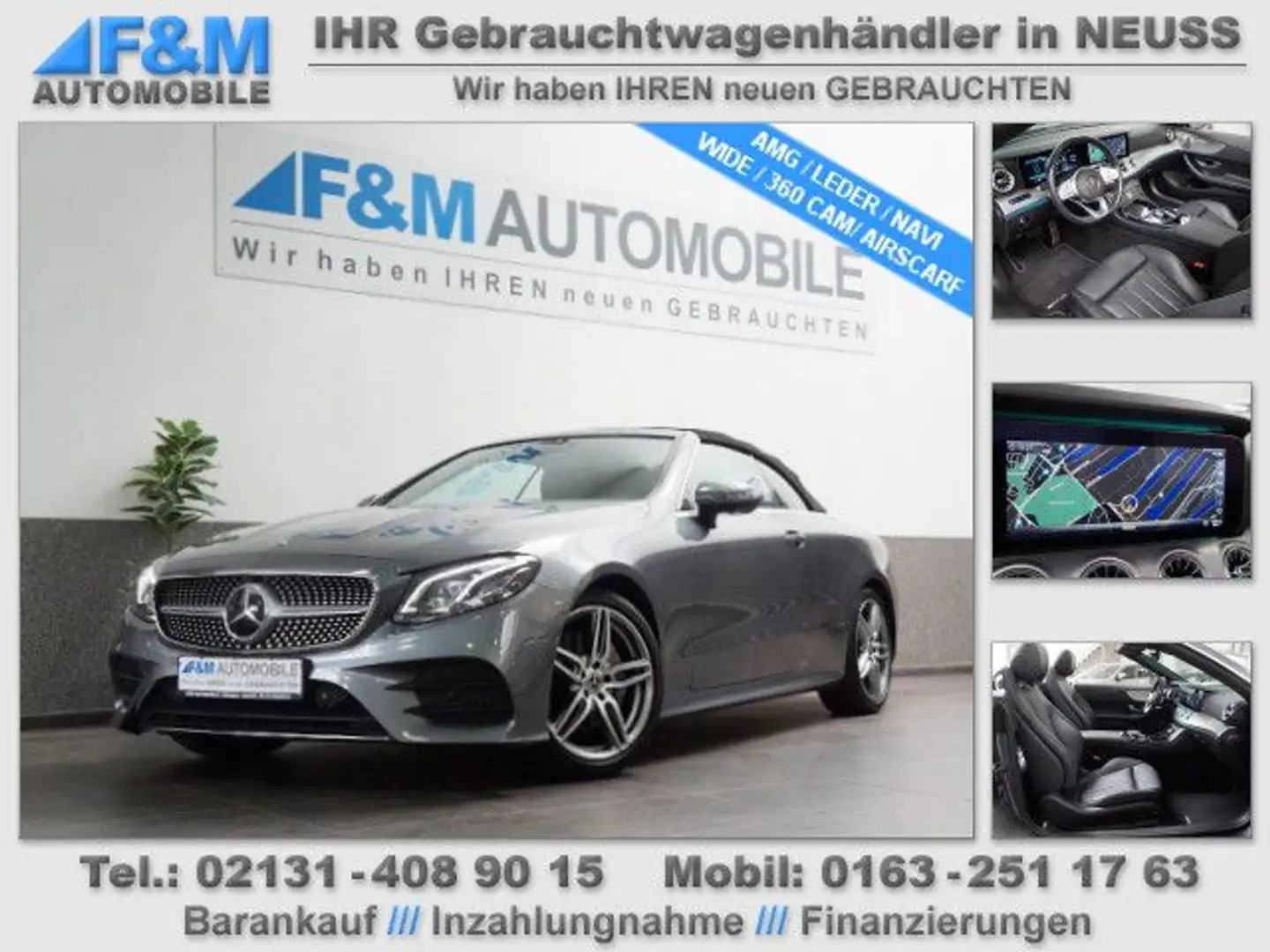 Mercedes-Benz E 220 d Aut.Cabrio AMG Navi Leder Widescreen 360 Grau - 1
