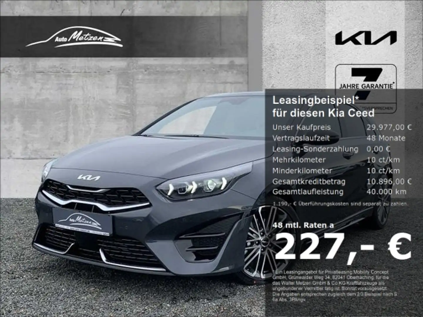 Kia Ceed / cee'd 1.5 T-GDI DCT7 GT Line TECH 18Z LED Sportpaket Nav Grau - 1