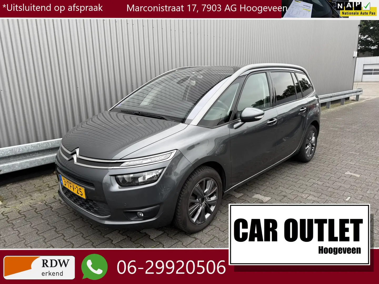 Citroen Grand C4 Picasso 1.6 THP Business 7p. Clima, Navi, CC, PDC & Cam, Z Grijs - 1