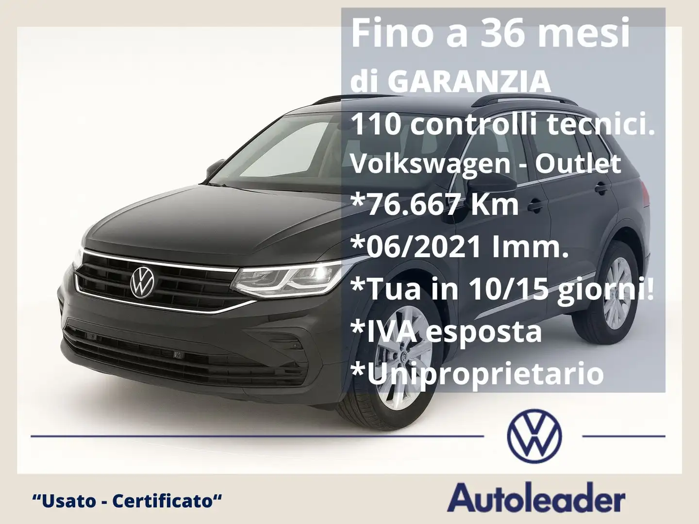 Volkswagen Tiguan Tiguan 2.0 TDI 150 CV SCR DSG 4MOTION Life SOLO 76 Nero - 1
