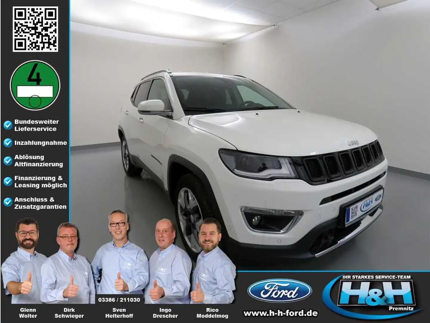 Jeep Compass 1.4 M-Air Limited AHK+Totwinkel Weiß - 1