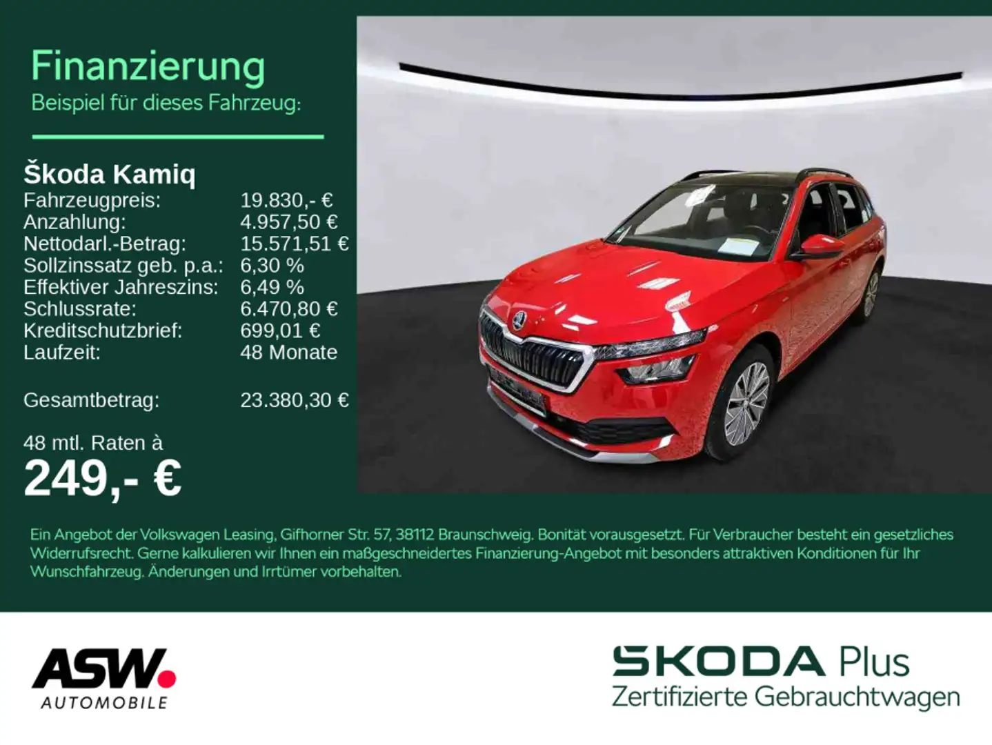 Skoda Kamiq Clever 1.0 TSI LED Navi PDC SHZ PANO AHK Rot - 1