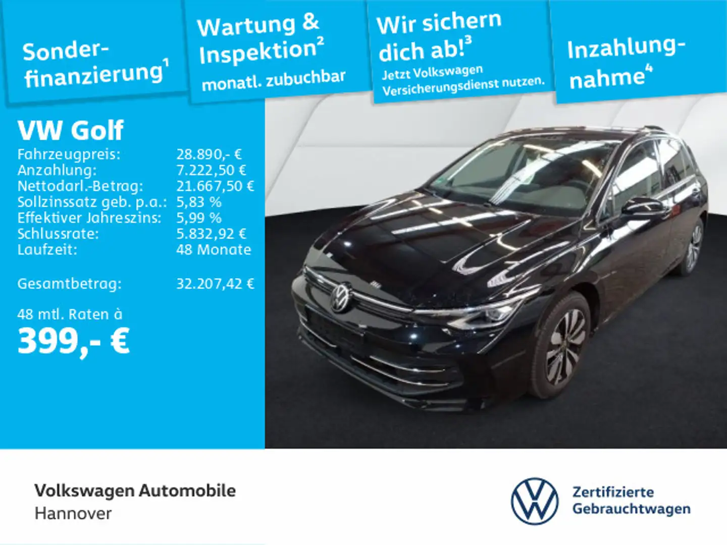 Volkswagen Golf VIII 2.0 TDI Goal DSG Navi LED AHK DigCockp Schwarz - 1