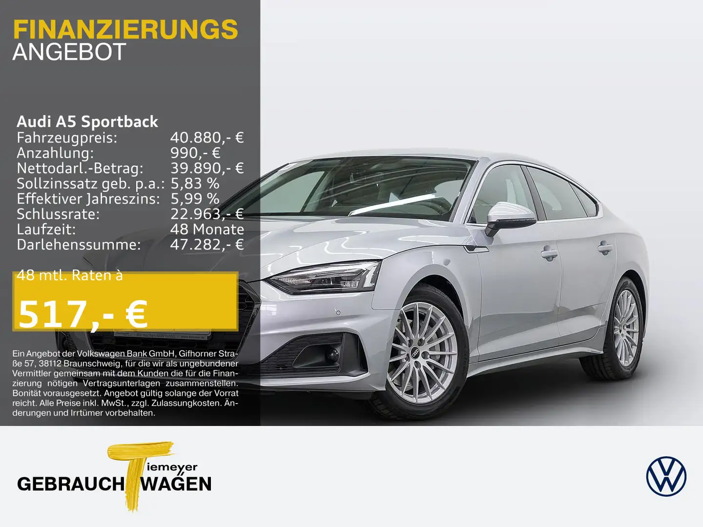 Audi A5 40 TFSI SITZHZ NAVI GRA LM17 Silber - 1