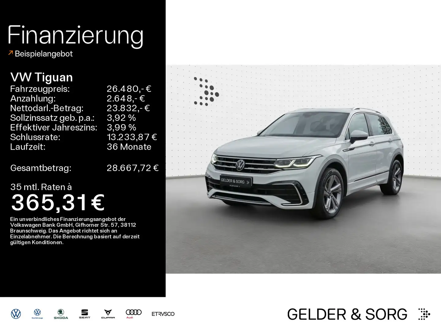 Volkswagen Tiguan R-Line 2.0 TDI DSG 4x4 LED*DAB+*Digital Weiß - 1
