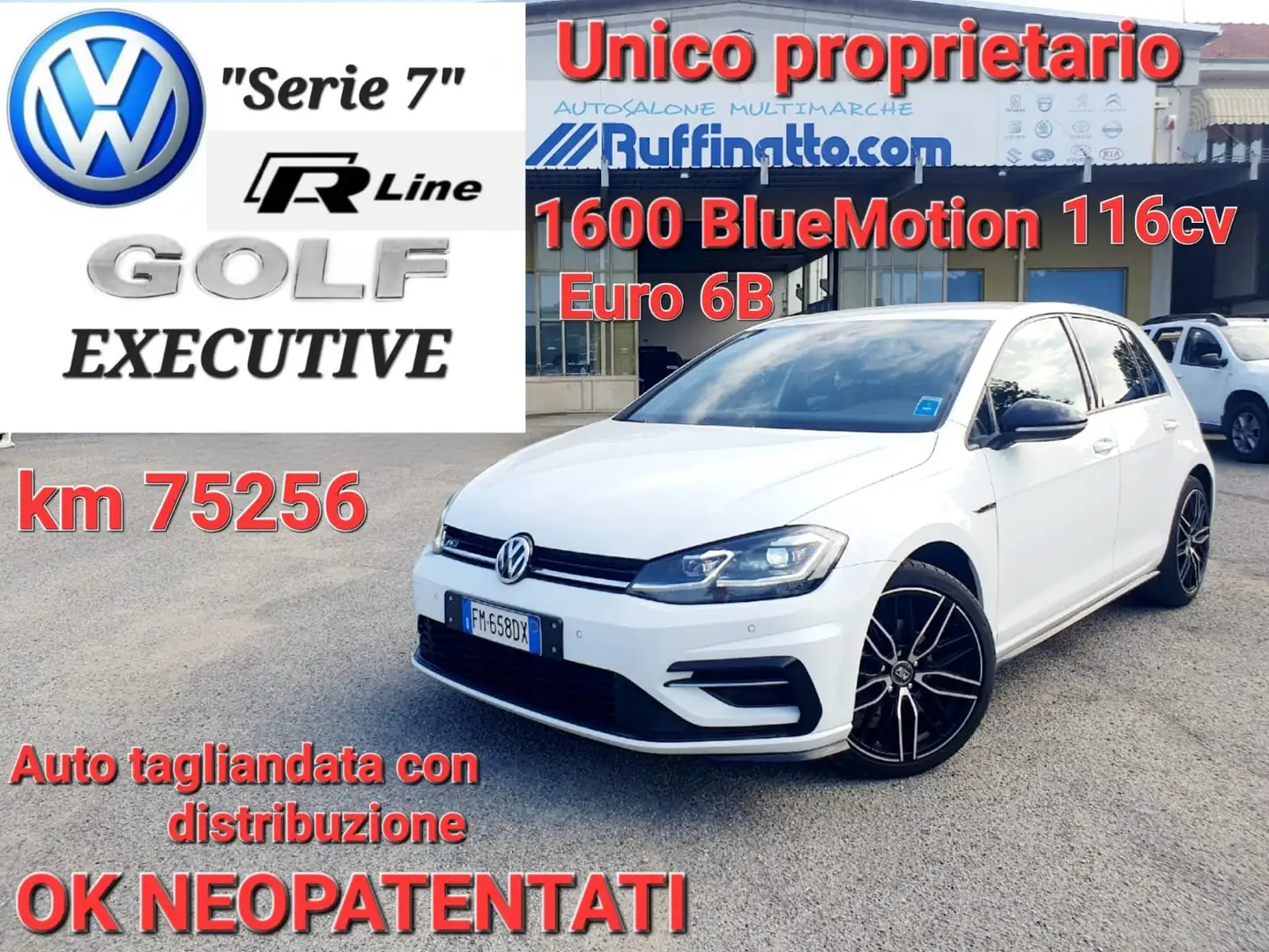Volkswagen Golf Golf VII 2017 5p 5p 1.6 tdi Executive 115cv Blanc - 1