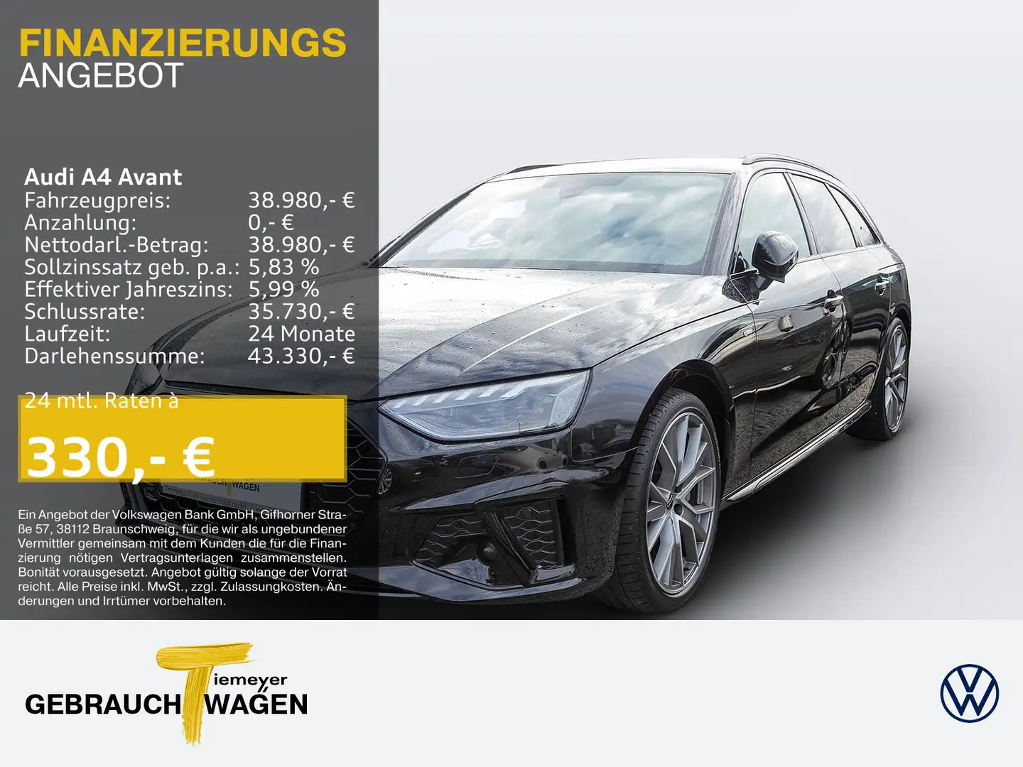 Audi A4 40 TFSI Q 2x S LINE LM19 MATRIX KAMERA Schwarz - 1