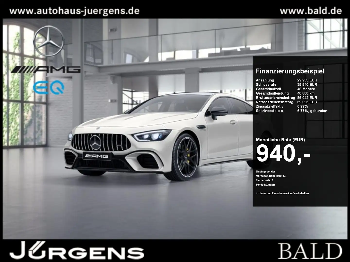 Mercedes-Benz AMG GT 63 S 4M+ Pano/Burm/HUD/Sitzklima/Memo/21" White - 1