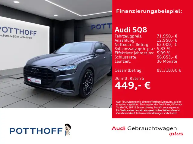 Audi SQ8 Q ADVANCED STDHZG PANO AHK HD MATRIX B&O HuD