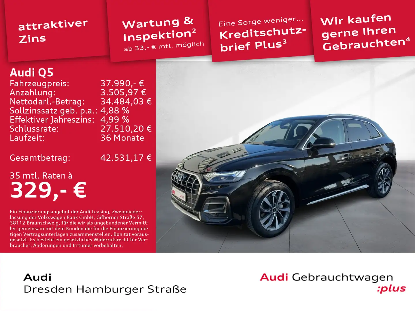 Audi Q5 40 TDI Advanced quattro Matrix Pano AHZV Schwarz - 1