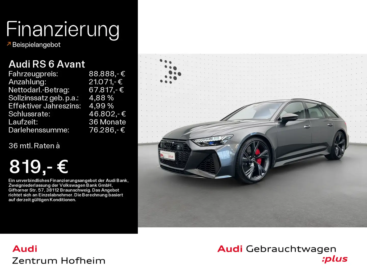 Audi RS6 *305 km/h*Keramik*Pano*Standh*Laser*Vi Gris - 1