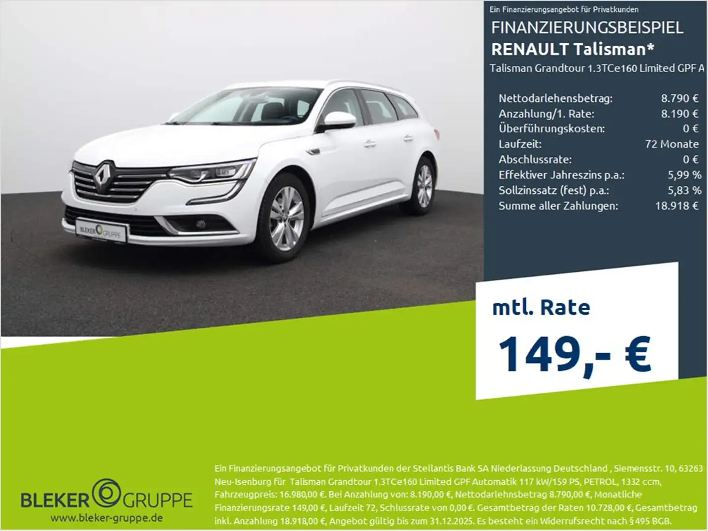 Renault Talisman Talisman Grandtour 1.3TCe160 Limited GPF Automatik Noir - 1