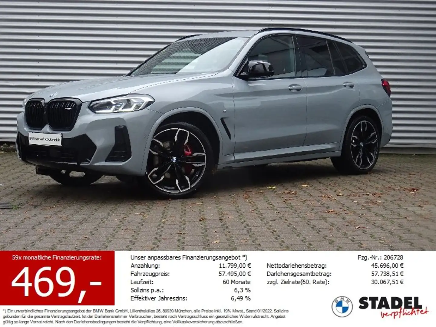 BMW X3 M 40i Laser HuD h/k Standheizung Pano AHK 360° Gris - 1