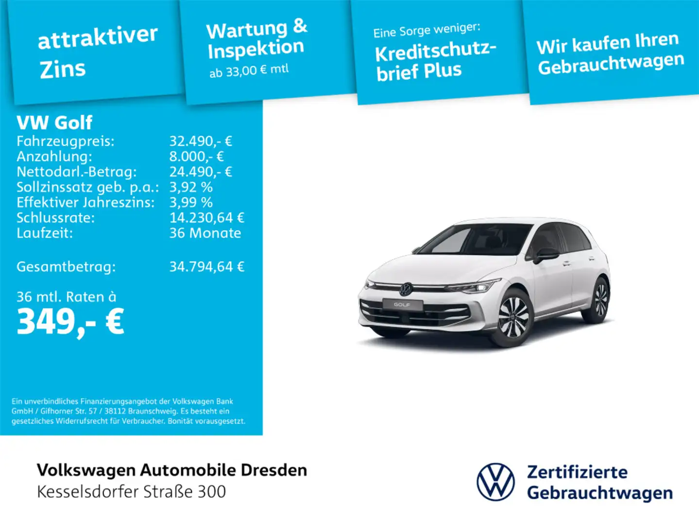 Volkswagen Golf Goal 1.5 eTSI Weiß - 1